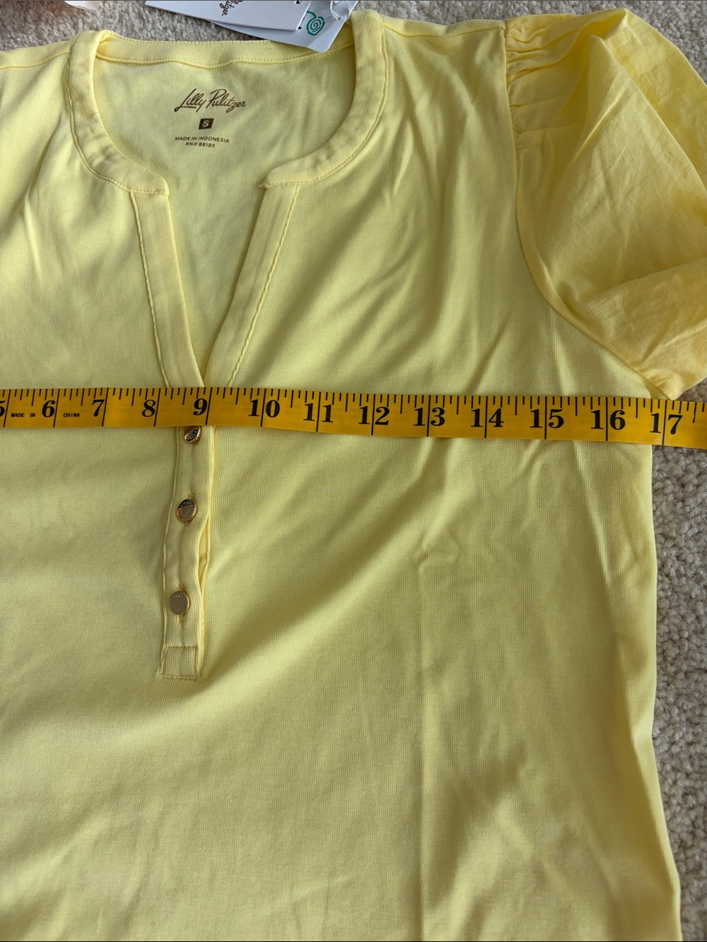 Lilly Pulitzer Sunny Yellow Puff-Sleeve Ronson Top, S, NWT - Picture 5 of 8